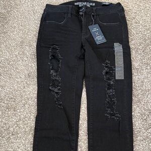 American Eagle Outfitters Women's Black Ripped Skinny Jeans